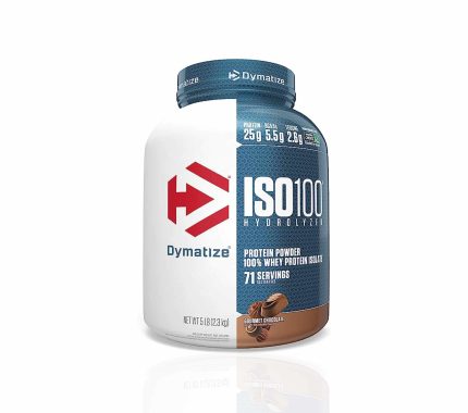 Dymatize Iso whey protein powder gourmet chocolate