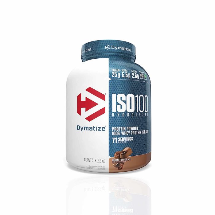 Dymatize Iso whey protein powder gourmet chocolate