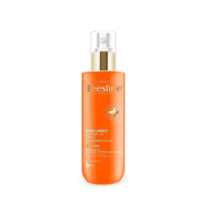 Beesline pure carrot sun tan oil SPF 10 deep tan