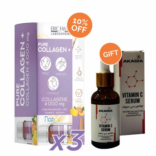 Pure Collagen plus 1 month course + Akadia vitamin C face serum free At 10% off